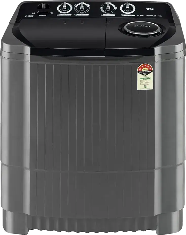 LG 9.5Kg Semi Automatic Top Load Washing Machine, Roller Jet Pulsator + Soak, Rat Away, Middle Black (P9555SKAZ)