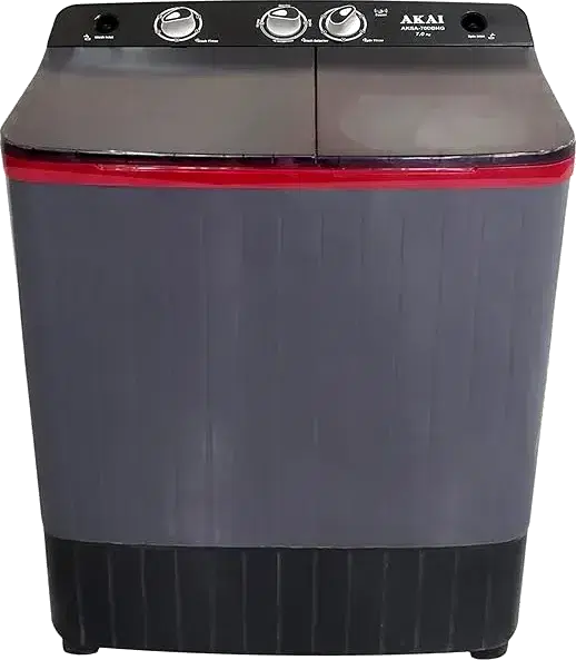 Akai 10.5 Kg, 5 Star, Semi Automatic Top Loading Washing Machine (AKSA-105WGBFG) Grey Black Full glass