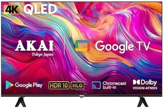 AKAI 55 Inch 4K Ultra HD Smart QLED TV (139 cm) | Atmos Sound | Google TV | 60Hz Refresh Rate | HDR 10 | Bezelless Design Display
