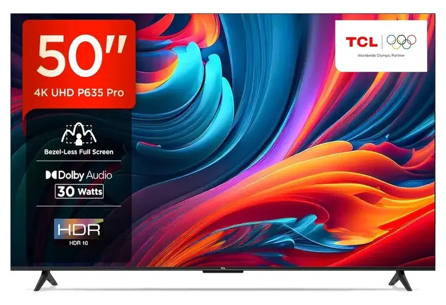 TCL 126 cm (50 inches) Bezel-Less Full Screen Series Ultra HD 4K Smart LED Google TV 50P635 Pro