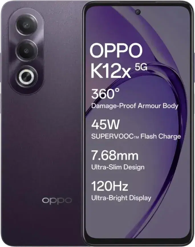 Oppo K12x 5G with 45W Supervooc Charger In-The-Box (Midnight Violet, 256 GB) (8 GB RAM)