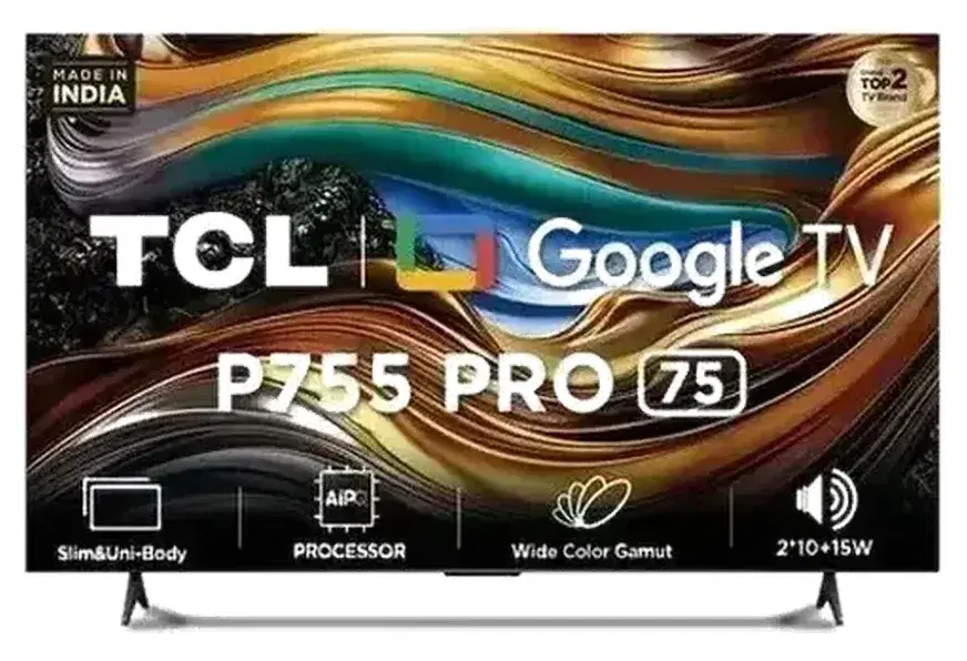 TCL 190.5 cm (75 inch) Ultra HD (4K) Google TV, 75P755 PRO, Black