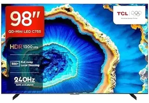 TCL 248 cm (98 inches) 4K Ultra HD Smart QD-Mini LED Google TV 98C755 (Black)