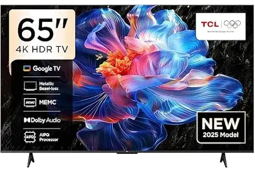 TCL 65-Inch LED 4K UHD Smart TV (65P6K, 2025 Model) | Google TV, 60Hz Refresh Rate, HDR10, AiPQ Processor, Dolby Audio, MEMC, HDMI 2.1, Bluetooth 5.2, WiFi 5, Bezel-less Design