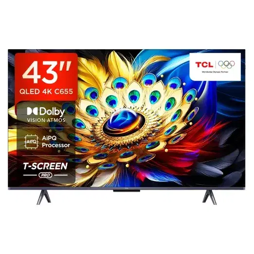 TCL 108 cm (43 inches) 4K Ultra HD Smart QLED Google TV 43C655 (Black)