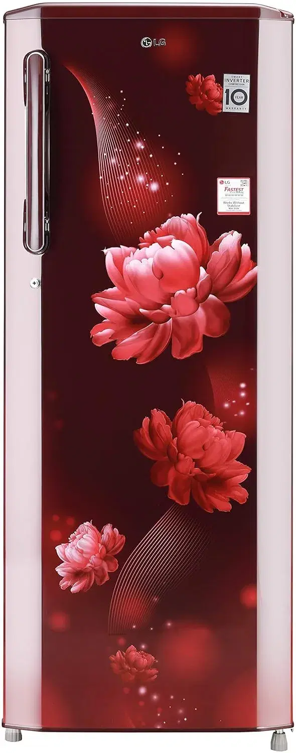 LG Refrigerator, 261 Ltr, 3 Star, Smart Inverter Compressor, Smart Connect, Scarlet Charm Finish, Direct Cool Single Door Refrigerator, GL-B281BSCX