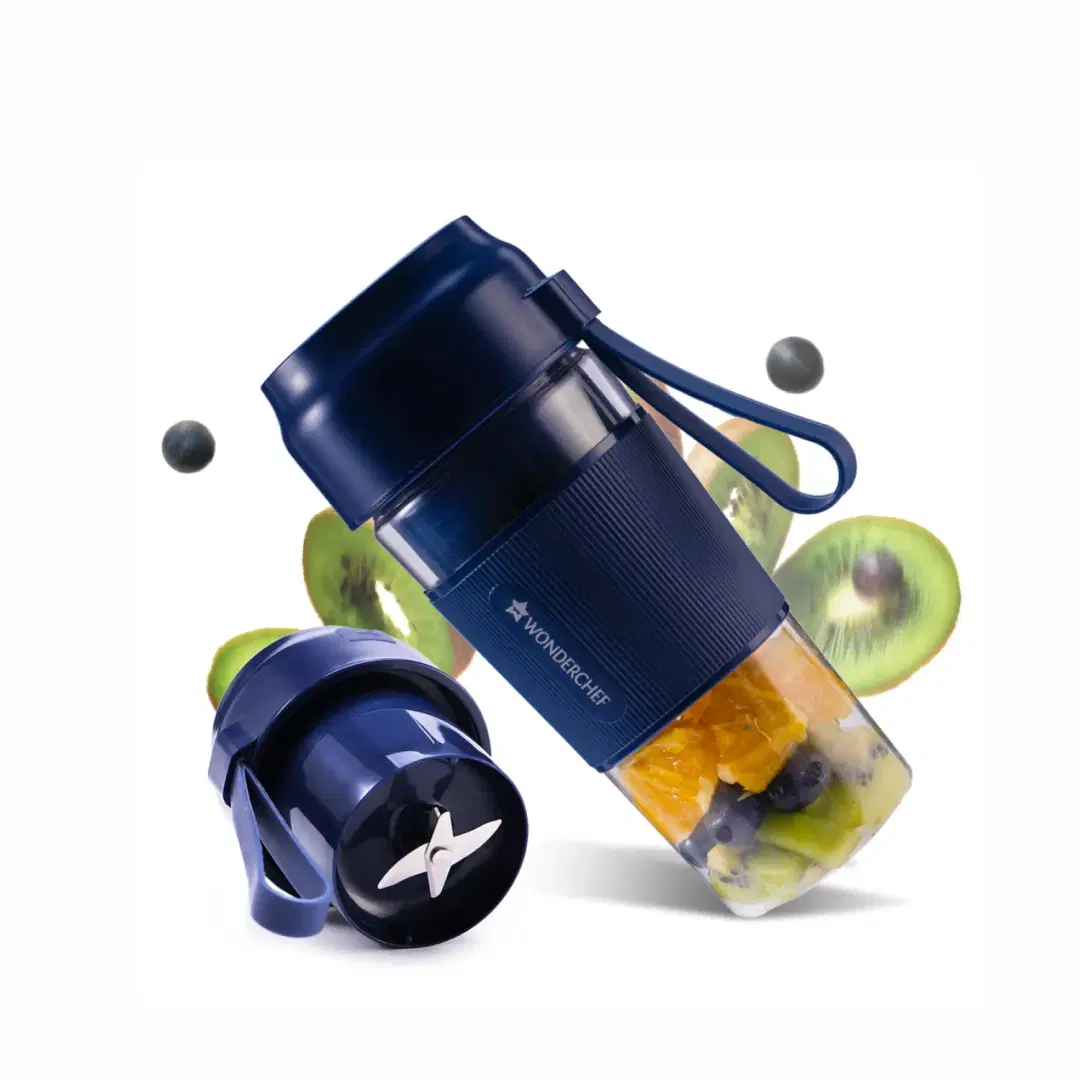 Wonderchef Nutri-Cup 400W 300ml Portable Blender with Battery Operated Rechargeable Blender (Blue)