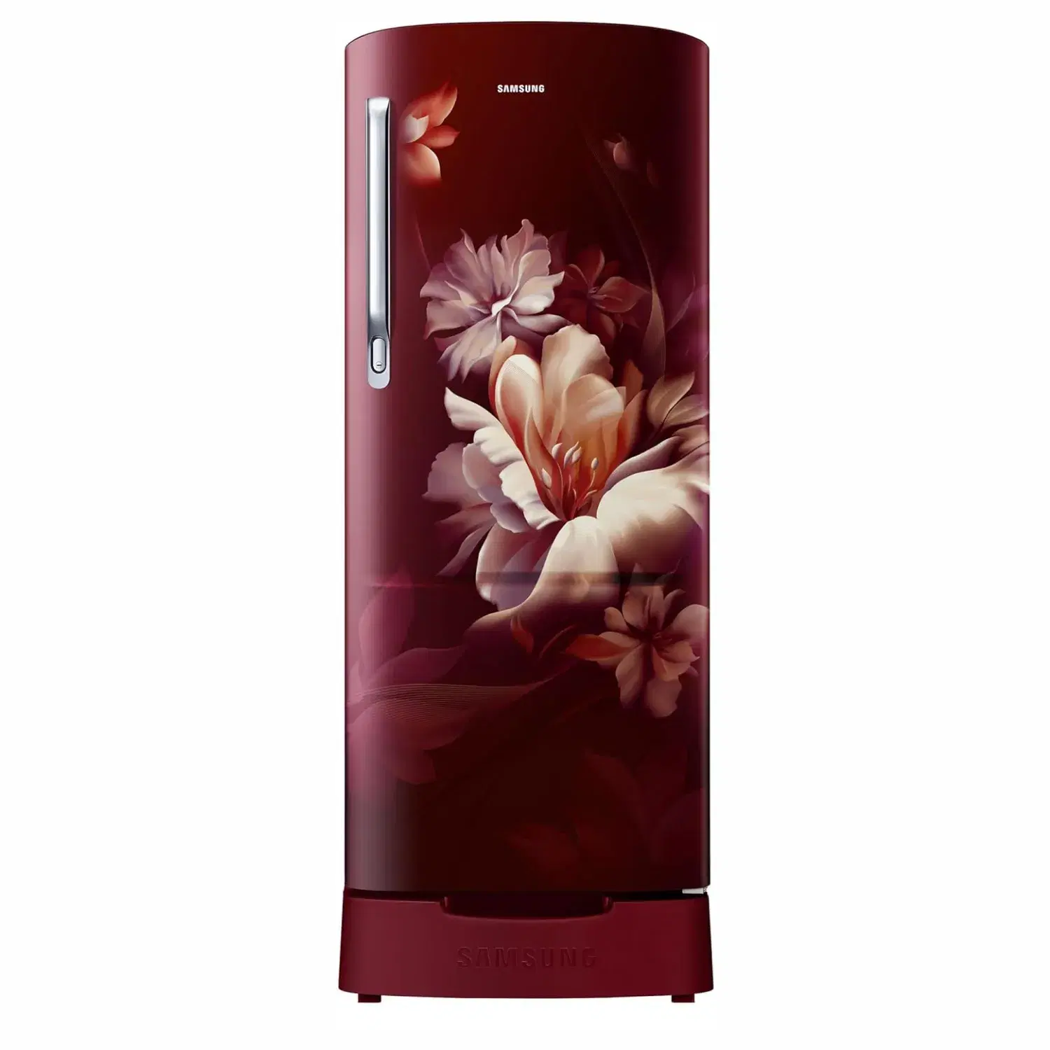 Samsung 183 L, 3 Star, Digital Inverter, Direct-Cool Single Door Refrigerator (RR20D1823RZ/HL, Midnight Blossom Red, Base Stand Drawer)