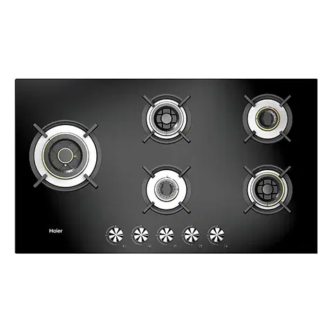 Haier 5 Brass Burner Gas Stove Hobs Black (HIC-905FCF-O) all FFD