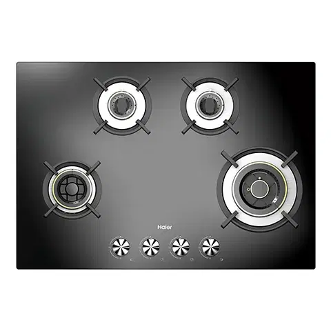 Haier 4 Brass Burner Gas Stove Hobs Black (HIC-754FCF-O) FFD