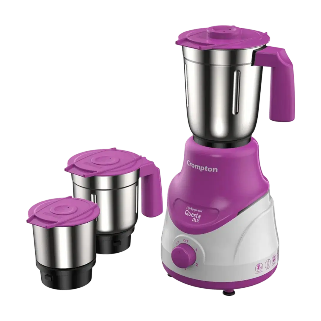 Crompton Questa Dlx Mixer Grinder with 100% Copper Motor & Motor Vent-X Technology, 3 Stainless Steel Jars (Lavender)