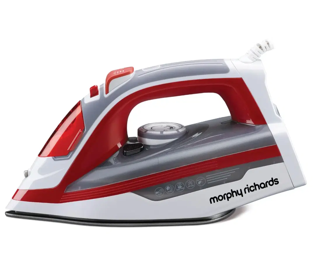 Morphy Richards Ultra Glide 1600W Steam Iron, Teflon Coated Soleplate, Red & Grey