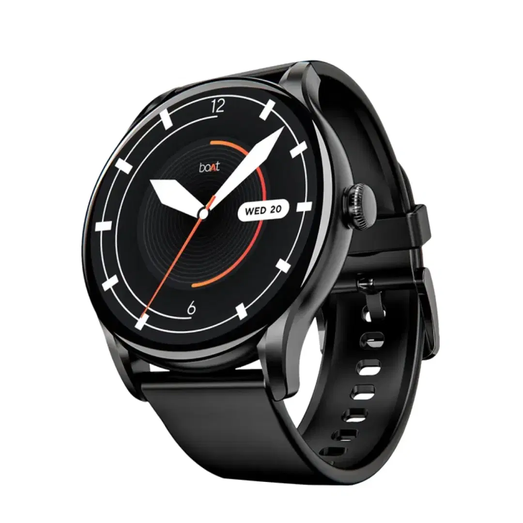 boAt Lunar Connect Ace Smartwatch with Bluetooth Calling (36.32mm Amoled Display, IP68 Dust, Sweat & Water Resistant, Charcoal Black Strap)