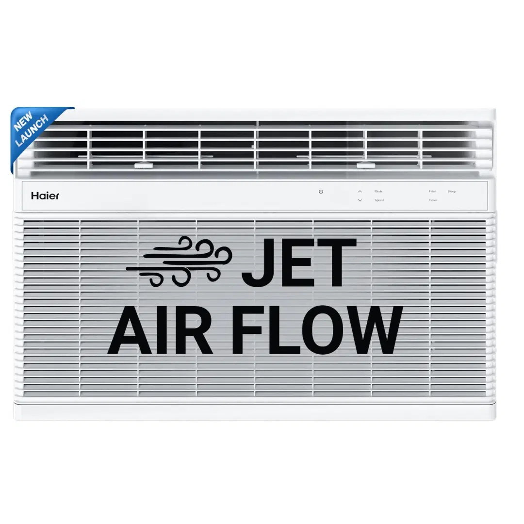 Haier 1.5 Ton 3 Star Fix Speed Top Flow Window AC (Copper, Jet Air Flow, Anti Bacterial Filter, Cools at 54°C Temp, Dynamic Cooling - HWU18TF-EW3BE-FS,White)