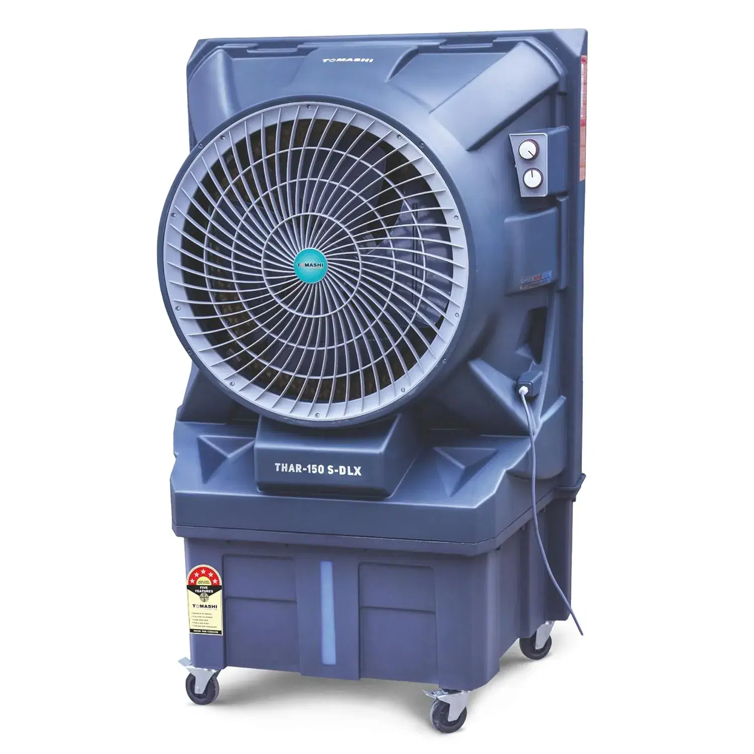TOMASHI THAR 150 S DLX 22 Air Cooler|150L Water Tank|38mm Heat Sink Motor|22 inch Air Circle|400w Power|Honeycomb Pad|Shockproof Rustproof PPS Body