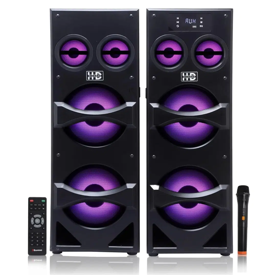 Diamond Godzilla - King of Monster Tower Speakers, Woofer, Bluetooth v5.0, USB, AUX, FM, Wireless Mic, TWS, Dynamic RGB Lighting, Stereo Surround Sound and Karaoke Function