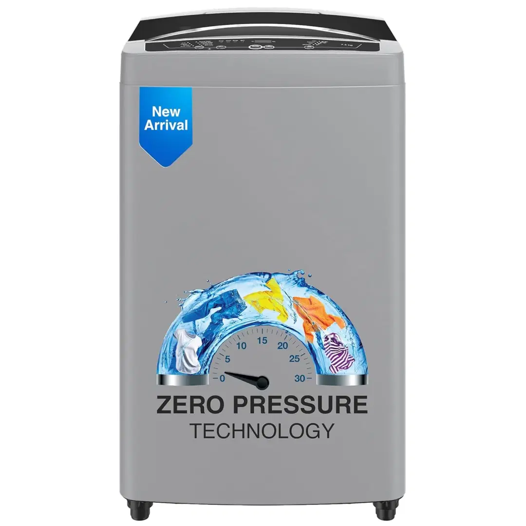 Godrej 7.5 Kg 5 Star Fully-Automatic Top Load Washing Machine Appliance With Zero Pressure Technology (WTEON MGNS 75 5.0 FDTN SRGR, Storm Grey)
