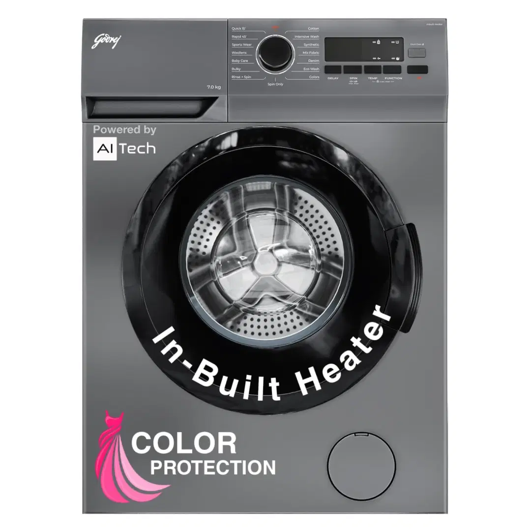 Godrej 7 Kg Eco-Wash With 90 ºC Hot Wash Fully-Automatic Front Load Washing Machine (WFEON ARG 7014 FEBDT SLSR, Silver Stream)