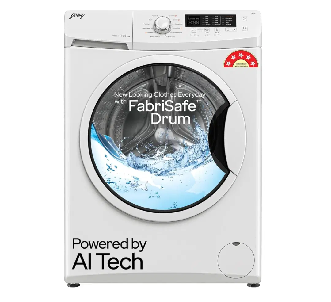 Godrej 8 Kg 5 Star I-Sense Technology Fully-Automatic Front Load Washing Machine (WFEON CRS 8012 5.0 FKEDM, Inbuilt Heater)